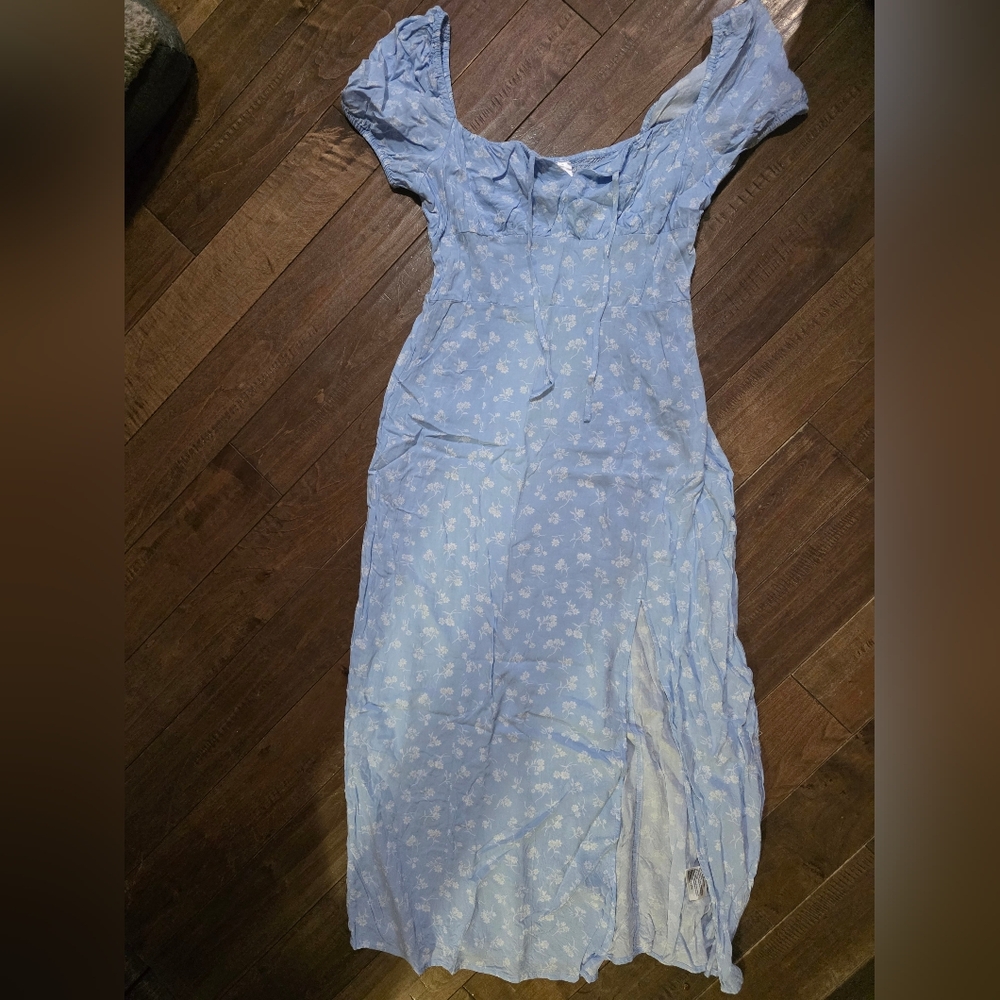 Light Blue Floral Maxi Dress